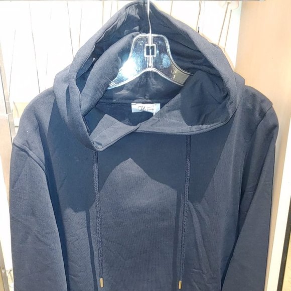 CM Fashion unisex hoodie Long Sleeve with pockets color NAVY - Picture 1 of 5